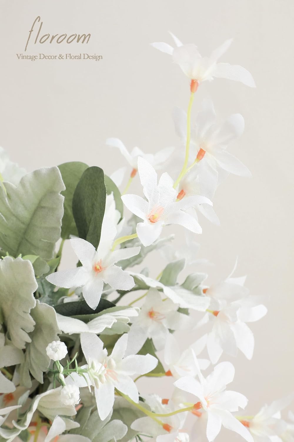 Floroom Artificial Greenery Stems Box Set, 97pcs with 6 Kinds of Faux Greenery Flowers Picks for DIY Bridal Bouquets Wedding Floral Arrangement Table Centerpieces, Sage Green & White