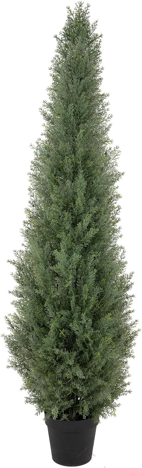 Bellacat 5ft UV Resistant Artificial Topiary Trees Outdoor, 60in Faux Cedar Tree with Full & Realistic Leaves, Fake Cypress Tree for Front Door Proch Patio Deck Balcony Yard Decor