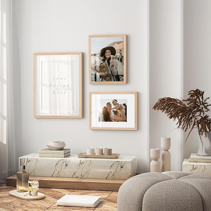 11x14 Oak Wood Picture Frame - Minimalist 11x14 Poster Frame, 11"x14" Frame Wood, Natural Solid Wooden Picture Frames for Wall Art Photo and Prints(1 Pack, Beige)