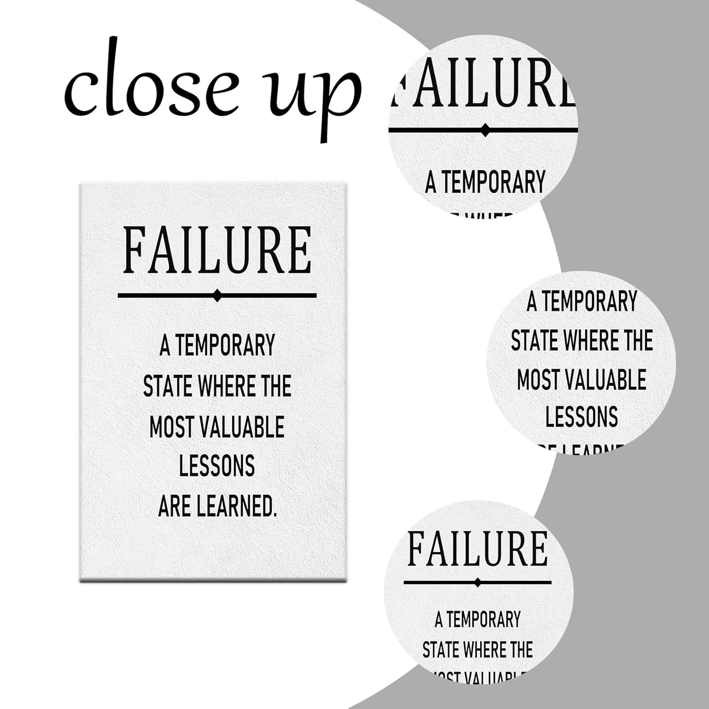 Inspirational Canvas Wall Art Home Decor Poster Print Temporary Failure Motivational Entrepreneur Picture Painting Artwork for Modern Home Teens Bedroom Classroom Ready to Hang [12''W X 18''H]
