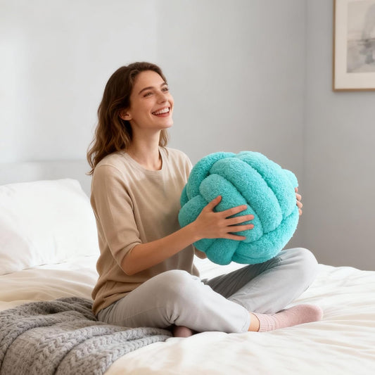 Knot Pillow Ball Plush - Decorative Throw Pillows for Bed Relieve Stress, Round Knot Cushion for Sofa Decor Pet Toy, Teal 12 inch