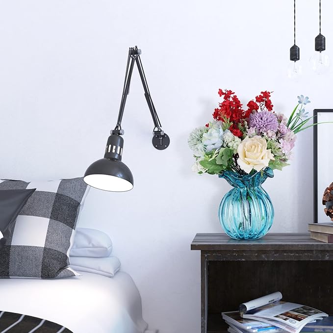 Blown Glass vase, Green Glass vase, Modern Art vase, Wide Mouth vase for Living Room Wedding Table Office centerpieces with Flowers.