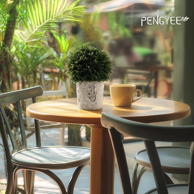 3 Pack Artificial Plants in Cement Planter (11.42/10.83/9.21 Inch) - Fake Plants Indoor Outdoor, Small Realistic Greenery for Home Decor, Bathroom, Bedroom, Kitchen & Office