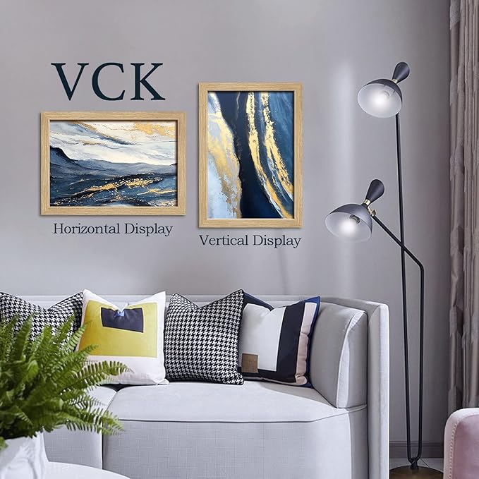 VCK 13x19 Poster Frame Beige Oak, Natural Solid Wood Picture Frames 3 Pack with Polished Plexiglass, Wall Hanging