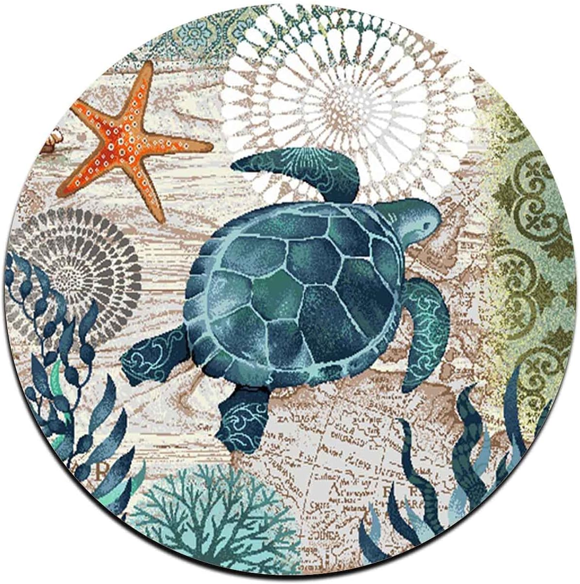 Marine Life Round Coaster Set - Made of Recycled Rubber - Set of 4
