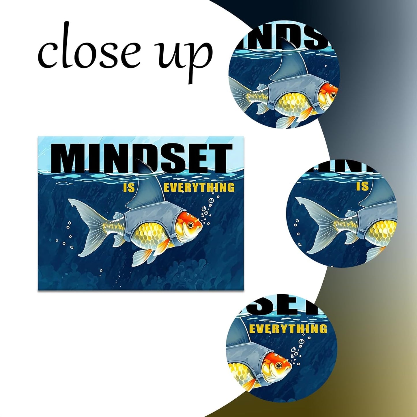 Large Size Inspirational Quotes Mindset is Everything Motivational Poster Print Positive Painting Picture Artwork for Modern Home Living Room Gym Workplace Wall Decor Ready to Hang [40''Wx 30''H]