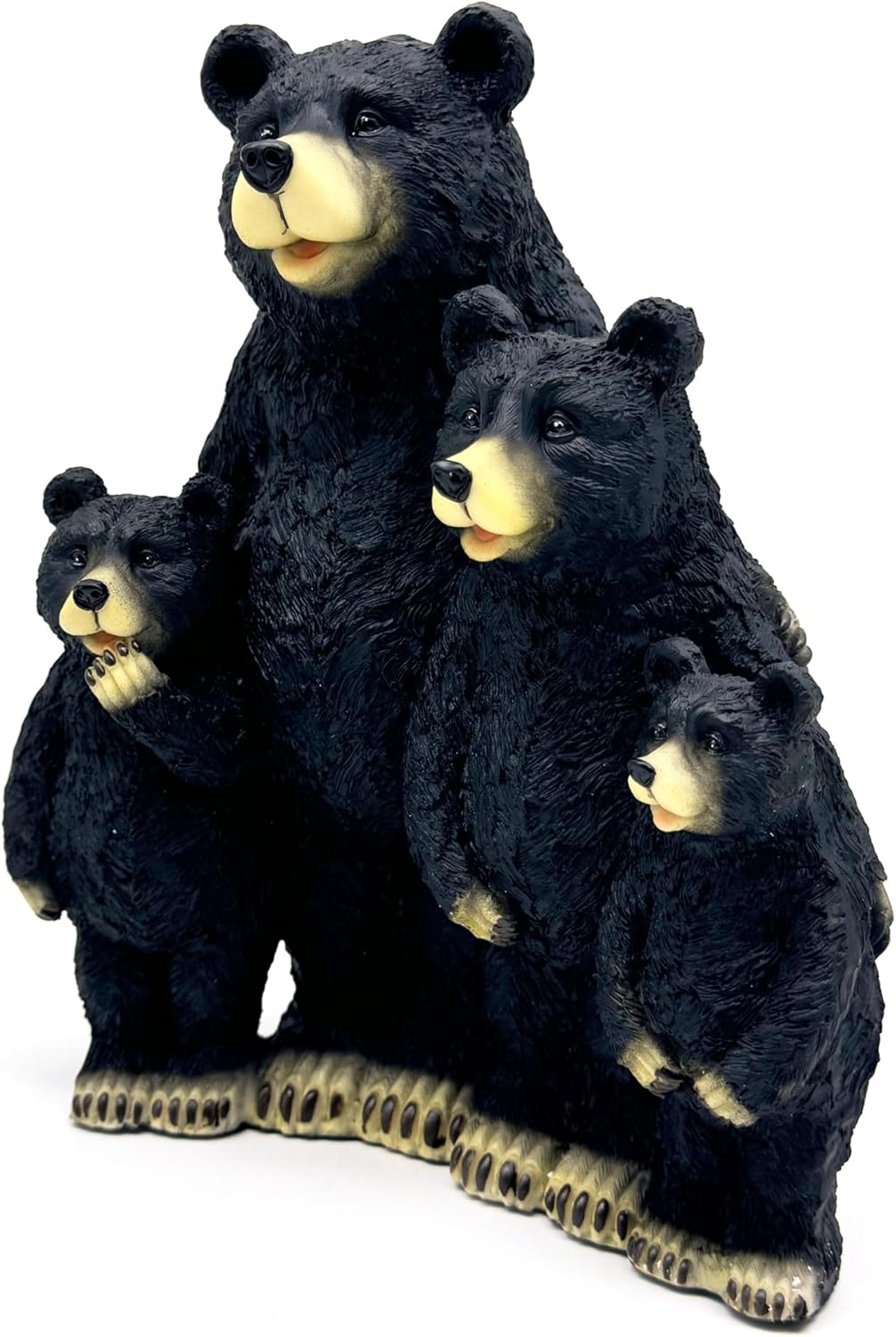 Black Bear Family Resin Statue Sculpture Figurine Decorative for Home, Office, Living Room, Desktop Display