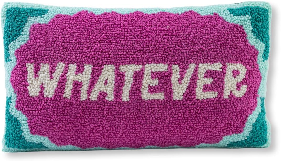 FURBISH Hook Decorative Throw Pillow - Whatever - 9"x16" - Small Embroidered Designer Pillow for Living Room, Couch, Sofa, Chair & Bed - Eclectic Home Decor