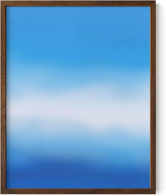 HAUS AND HUES Modern Abstract Wall Art - Blue and Green Living Room Art, Modern Artwork for Walls, Minimalist Picture for Living Room(Blue Tie-Dye, Walnut Frame, 11x14)