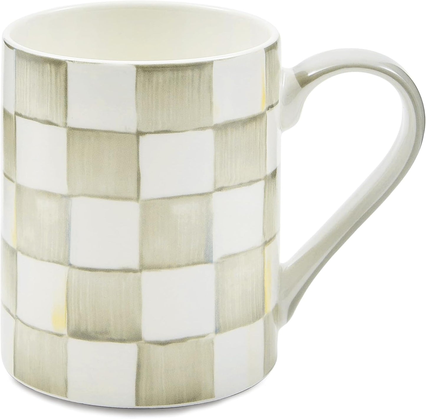 MACKENZIE-CHILDS Porcelain Mug, Tea and Coffee Mug, Gray-and-White Sterling Check