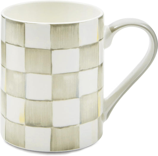 MACKENZIE-CHILDS Porcelain Mug, Tea and Coffee Mug, Gray-and-White Sterling Check
