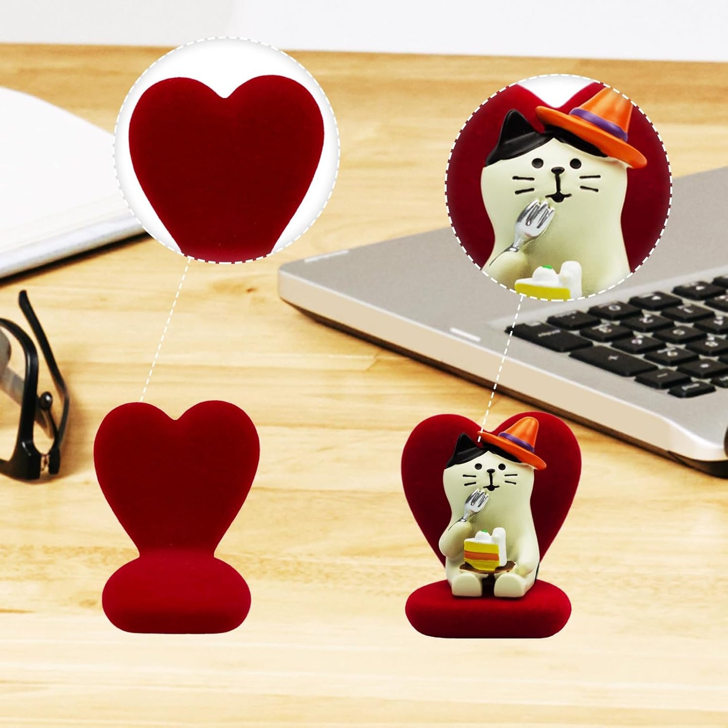 Cute Mini Cat Eating Cake Figurine Resin Cat for Office, Home Decoration Perfect Cute Cat Gift for Cat Lovers - Heart-Shaped Sofa