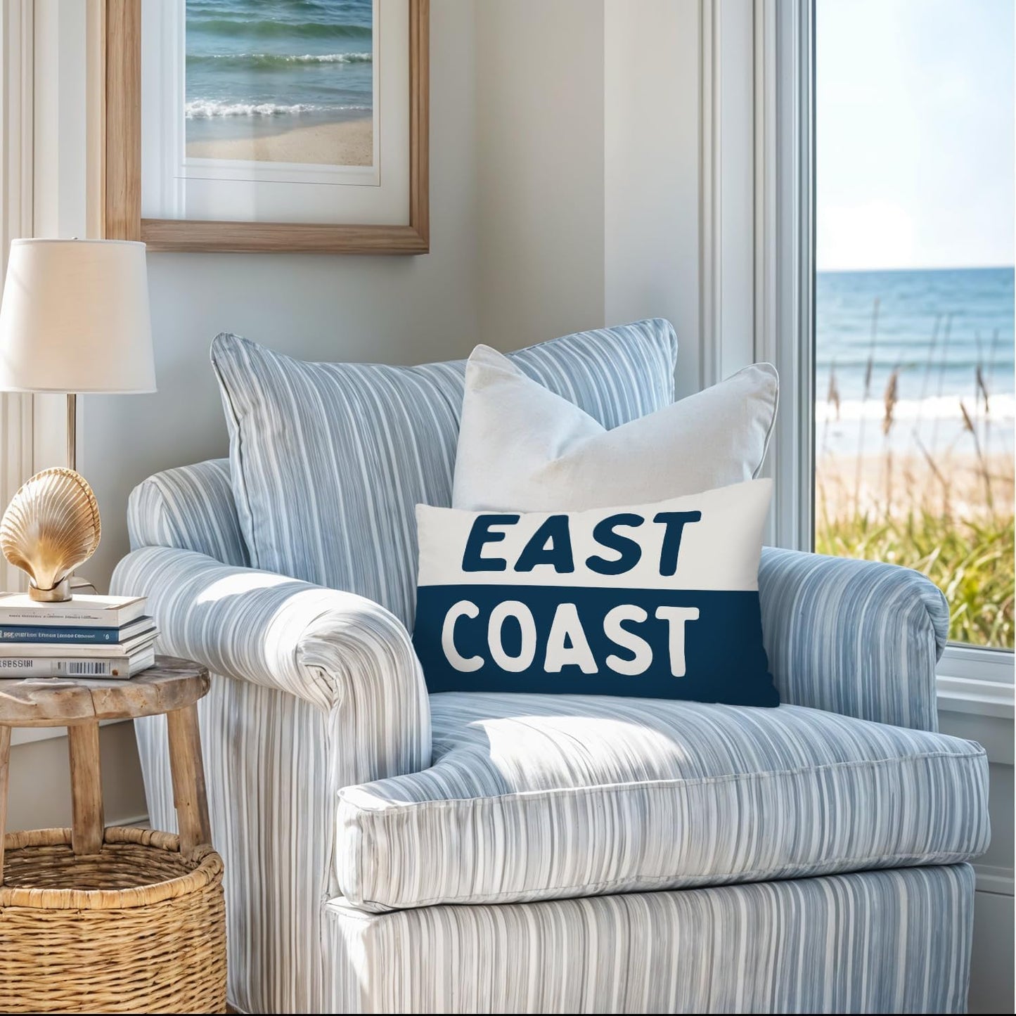 Coastal Beach Room Decor 12x20 Pillow Cover, Coastal Preppy Trendy Retro Neutral East Coast Decorative Lumbar Pillow Covers for Bedroom College Dorm Sofa Couch