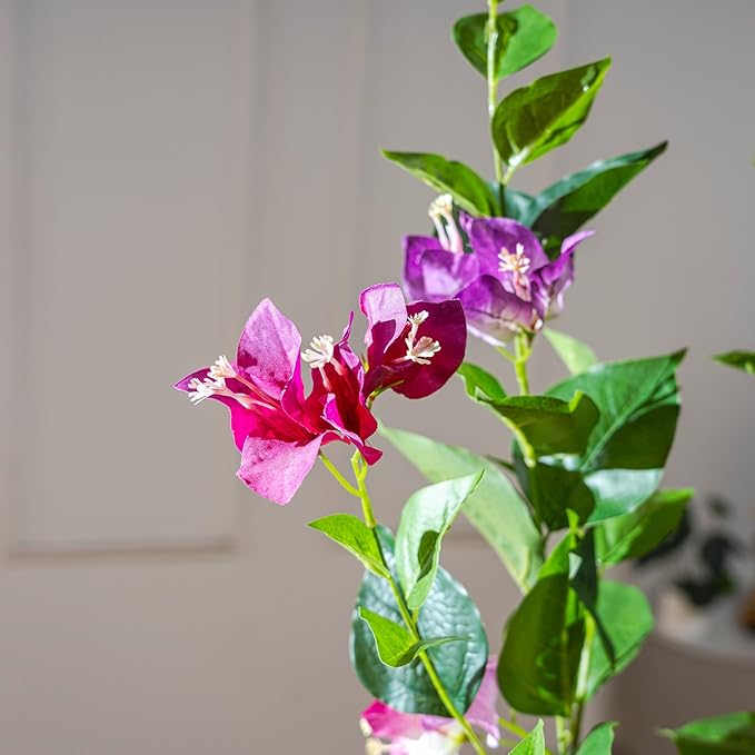 5FT Artificial Bougainvillea Tree Artificial Tree Tall Potted Fake Bougainvillea Trees for Outdoor Indoor Lifelike Potted Faux Plants with Wood Trunk and Flowers Office Wedding Home Decor