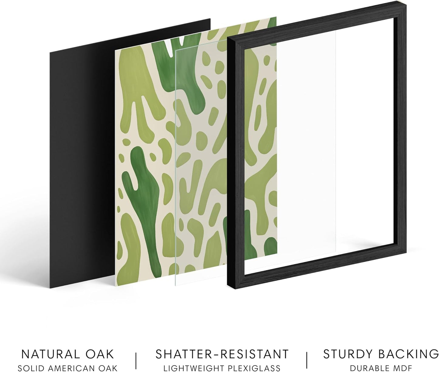 HAUS AND HUES Modern Abstract Wall Art - Blue and Green Living Room Art, Modern Artwork for Walls, Minimalist Picture for Living Room(Green Pattern, Black Frame, 24x36)