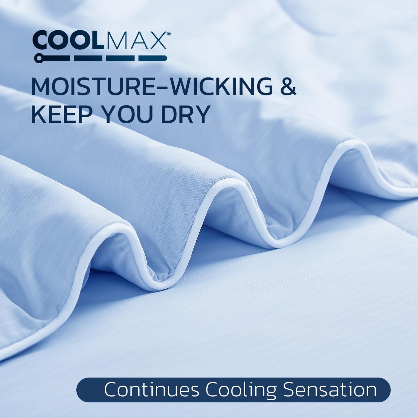 Degrees of Comfort Cooling Comforter King Size, Cooling Blanket for Hot Sleepers, Moisture-Wicking & Breathable, Upgraded Dual-Sided with Coolmax, Q-MAX＞0.4, 108 x 90 Inch, Blue