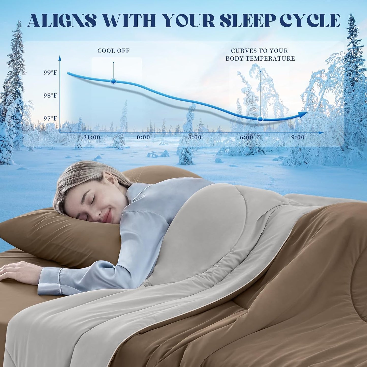 Cooling Comforter Twin Size, Double-Sided Cooling Blanket for Hot Sleepers & Night Sweats, Arc-Chill Q-Max > 0.4 Breathable Ice Blanket, Lightweight Cold Comforter (68''x90'', Brown)