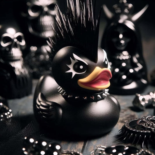 edenfuax Punk Duck Goth Resin Duck - Garage Kits,Unique Gothic Gifts & Collectibles,Vinyl Rubber Novelty Ornament Dark Satanic Duck Figurine for Desktop Home Halloween Decor (Death Rock)
