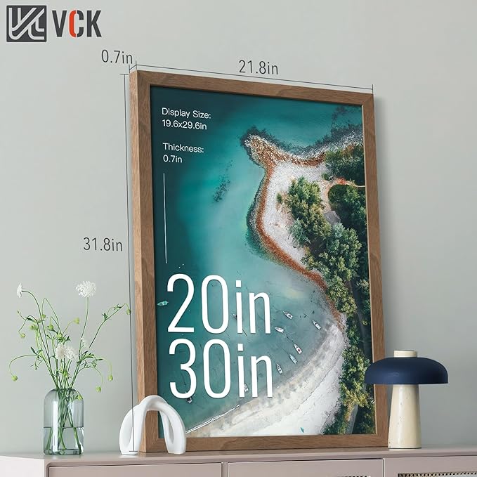 VCK 20x30 Frame for Poster & Picture - Brown Walnut 3 pk, Natural Wood Grain Solid Wood Wall Gallery Frame