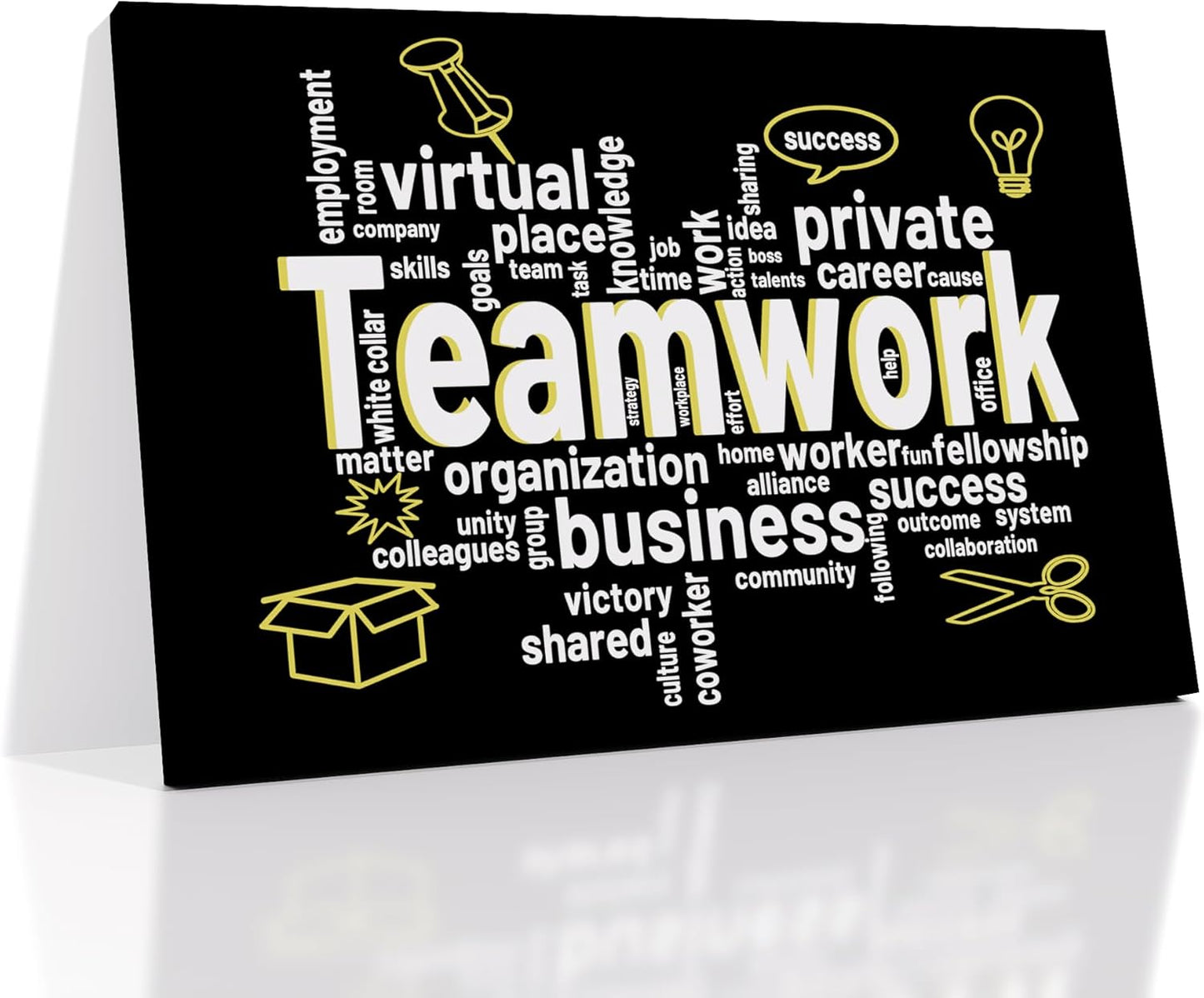 Inspirational Canvas Wall Art Teamwork Motivational Entrepreneur Quotes Poster Print Inspiring Picture Painting Wall Decor Artwork for Modern Home Bedroom Bathroom Office Ready to Hang [18''Wx12''H]