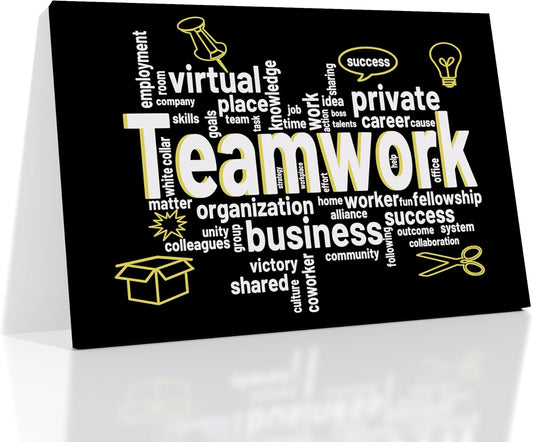 Inspirational Canvas Wall Art Teamwork Motivational Entrepreneur Quotes Poster Print Inspiring Picture Painting Wall Decor Artwork for Modern Home Bedroom Bathroom Office Ready to Hang [18''Wx12''H]