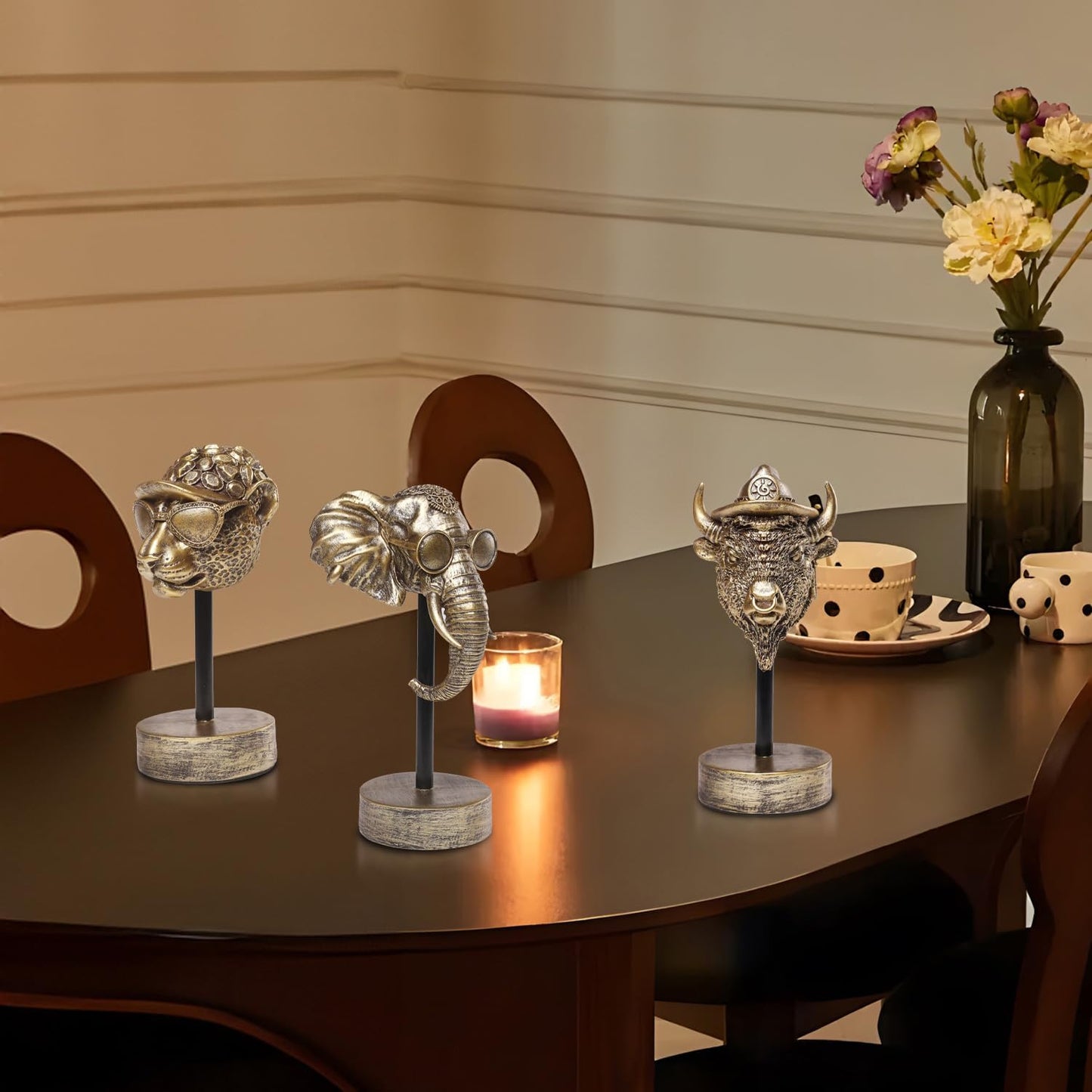 Handcrafted Resin Sculpture (3 PCS)- Statue Decoration Modern Home Decor Accent, Trending Living Room & Office Decor, Elegant Tabletop & Shelf Decor for Desk, Bookshelf, Nightstand