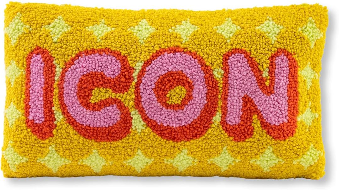FURBISH Hook Decorative Throw Pillow - Icon - 9"x16" - Small Embroidered Designer Pillow for Living Room, Couch, Sofa, Chair & Bed - Eclectic Home Decor