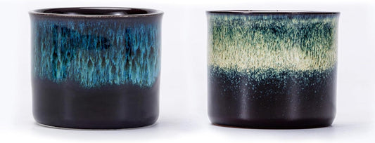 Espresso Cups Set of 2, Ceramic Espresso Cups, Expresso Shots Cups, 2.5oz Tea Cups, Demitasse Cups (2, magic outside/magic blue outside)