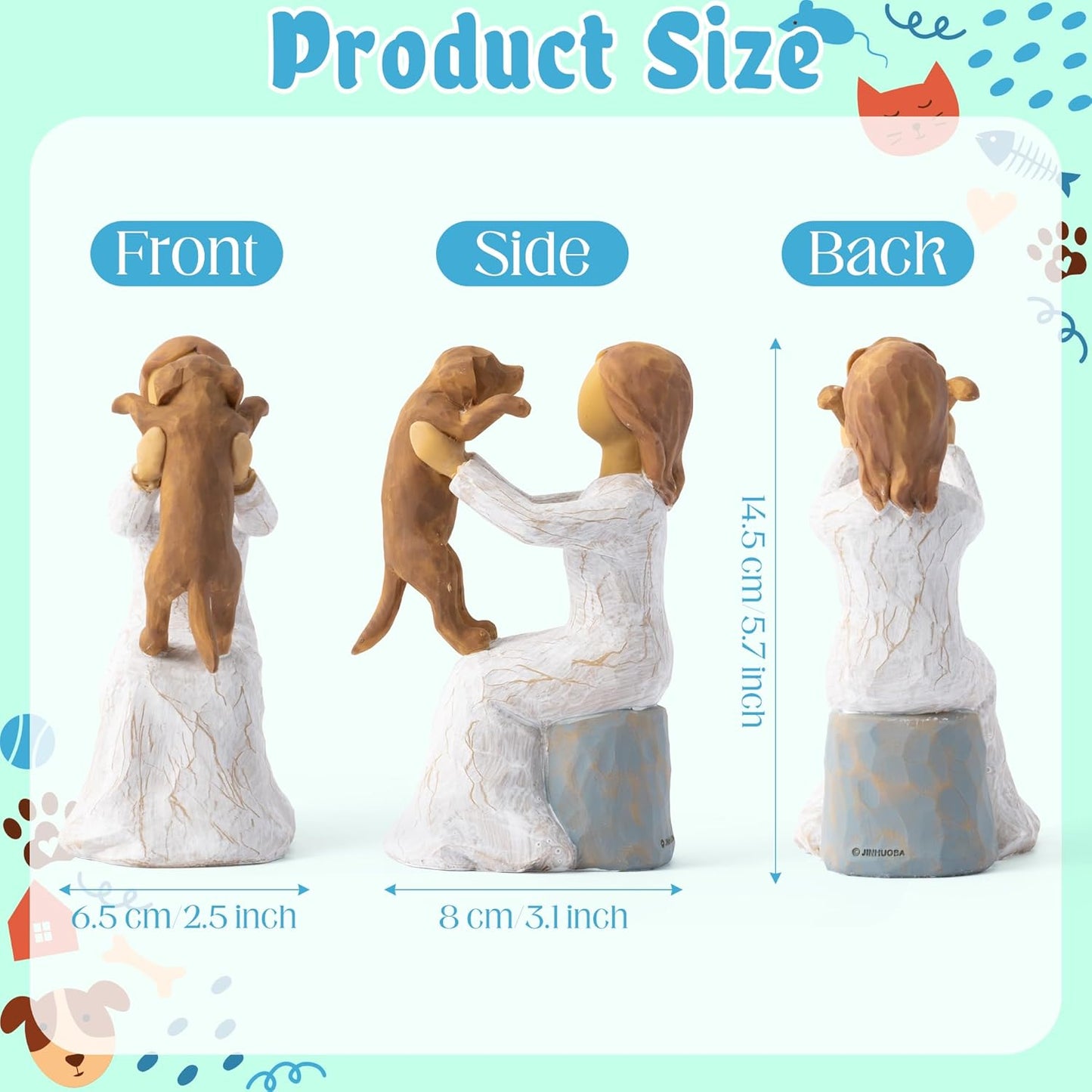 Love My Dog Figurines Statue - Dog with Angel Hand-Painted Sculpted Statue Table Topper Decor for Pet Lover Home Room Office Desktop Christmas Birthday Party Favor Housewarming Friendship Gift