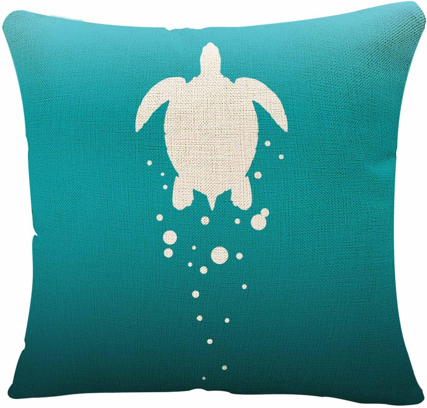 IBILIU Throw Pillow Covers Sea Turtle Amp Bubbles Against Blue-Green Ocean Cushion Pillow Case Home Decor Pillowcase 18x18 Inches