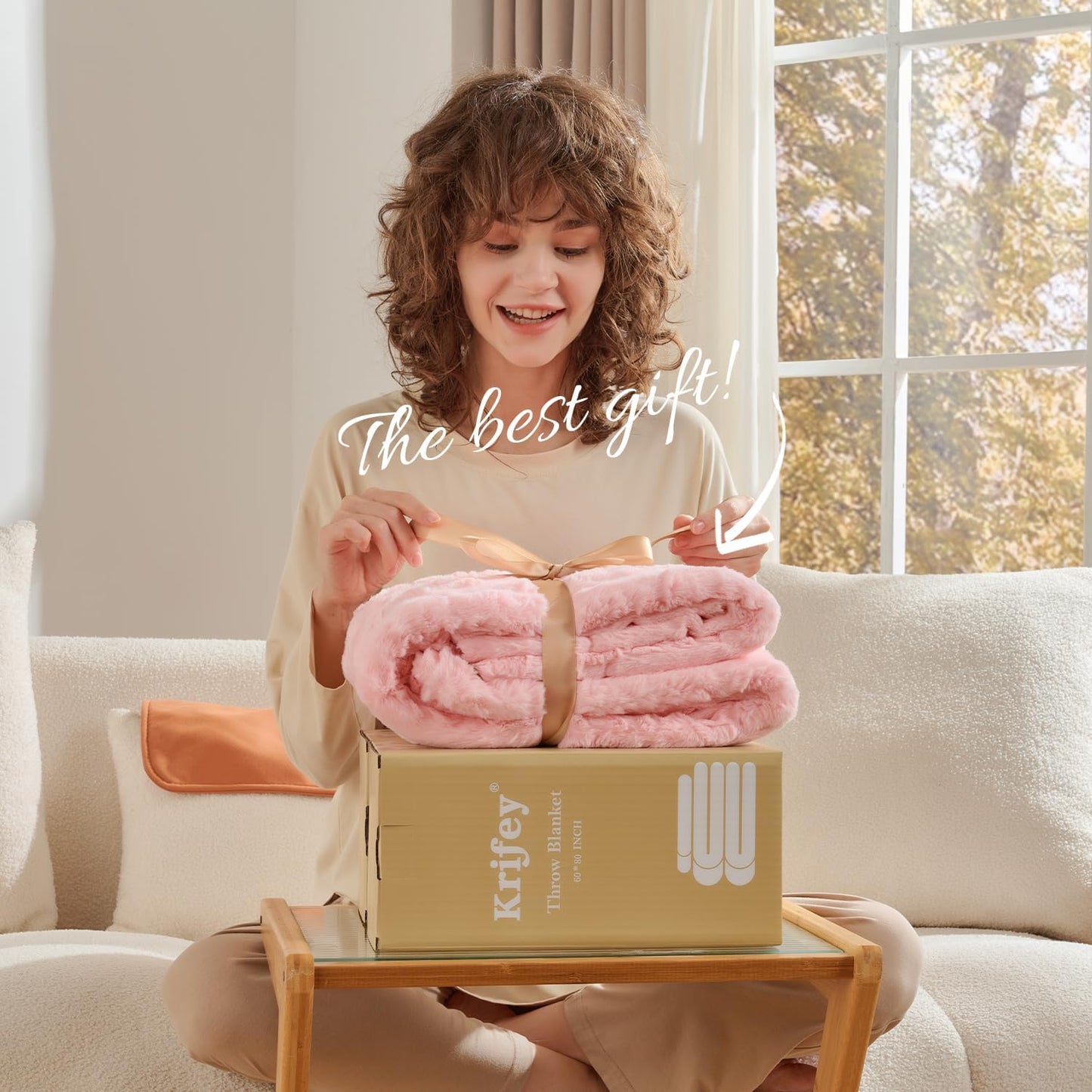 Krifey Pink Faux Fur Blanket for Bed, 3D Marble Texture Soft Cozy Fuzzy Plush Thick Warm Blanket, Faux Rabbit Fleece, Christmas Birthday Gifts for her Girls Women Mom, Cute Pink, 60x80in