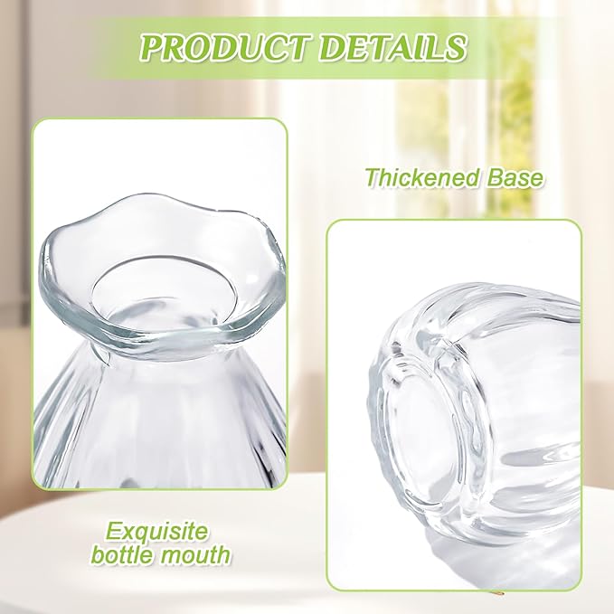 20 Pieces Glass Bud Vases for Centerpieces Bulk Mini Flower Bouquets Vases Small Cute Crystal Ribbed Clear Glass Bud in Bulk for Wedding Baby Bridal Shower Table Party Home Decor
