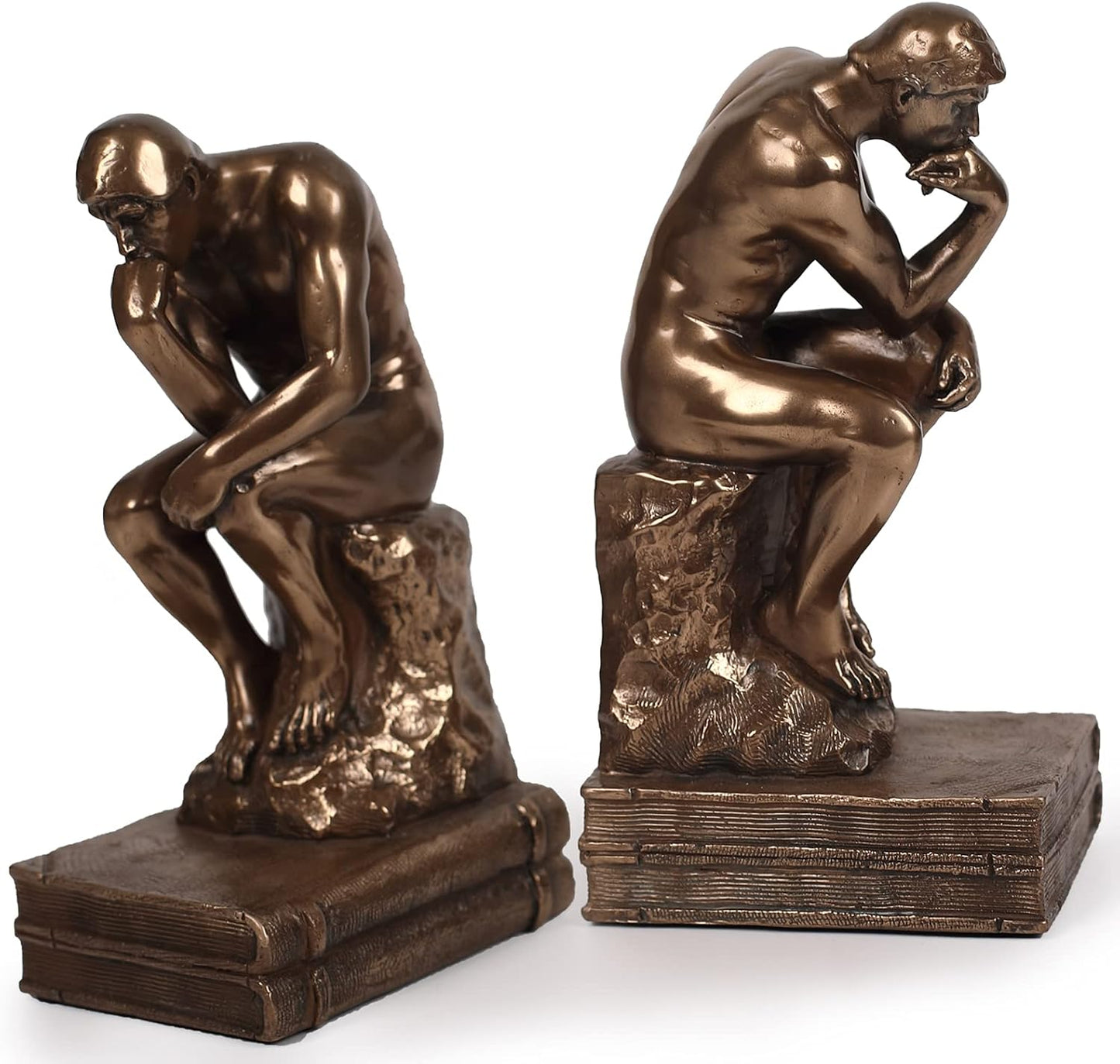 Magicsculp-The Thinker Statue Bookends in Premium Cold Cast Bronze- 7.48-Inch Museum Grade Collectible Figurine (Small-Bookends)