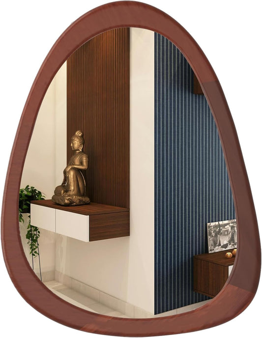 COOL2DAY Irregular Mirror,Asymmetrical Wood Wall Frame Abstract Assymetrical Decorative Mirror,Odd Shaped Mirrors for Living Room Bedroom Entryway Bathroom Home Decor(34"x 26")