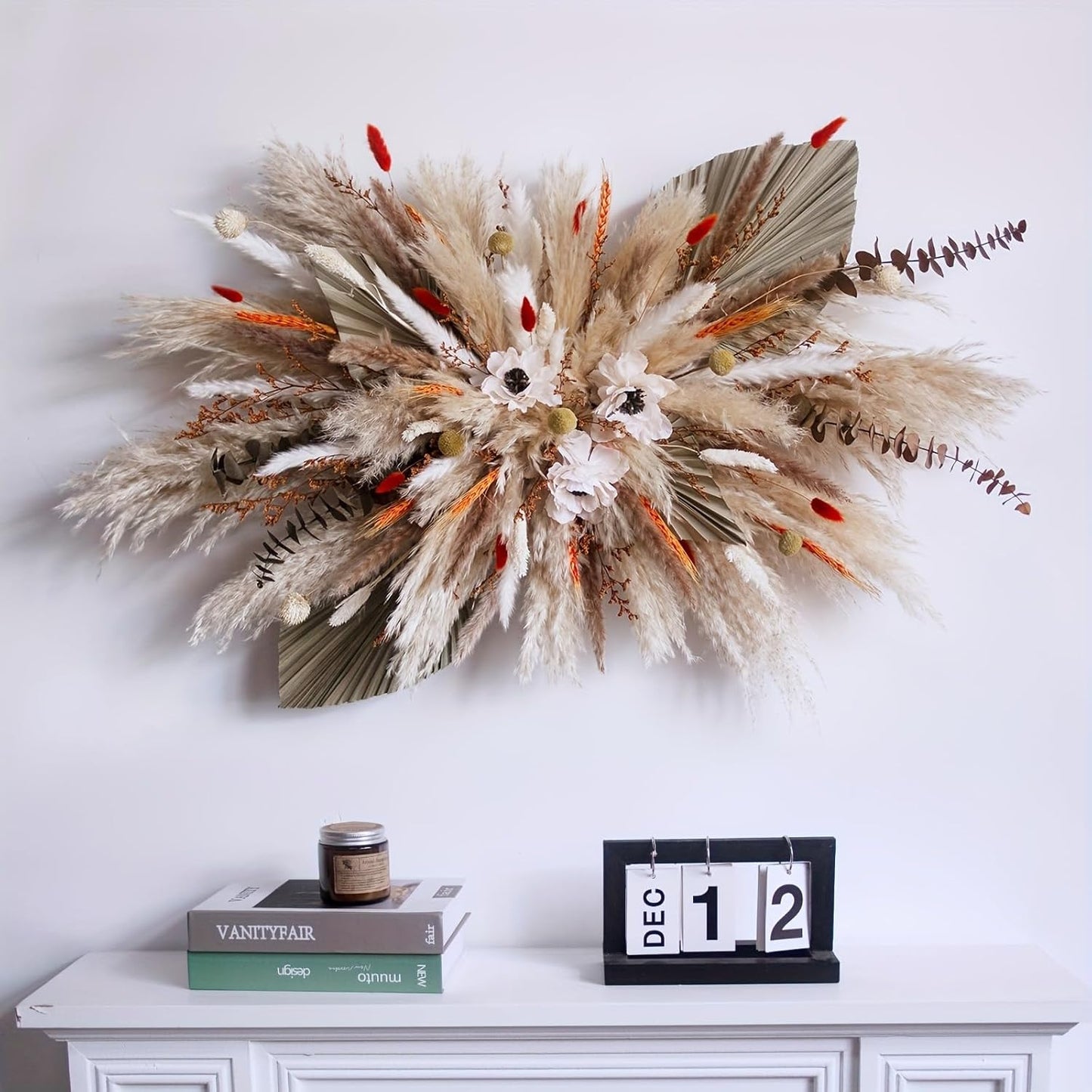 Elegant Boho Wedding Arch Decor - Natural Pampas Grass & Eucalyptus Dried Flower Arrangement for Valentine's Day, Rustic Farmhouse Weddings & Special Occasions