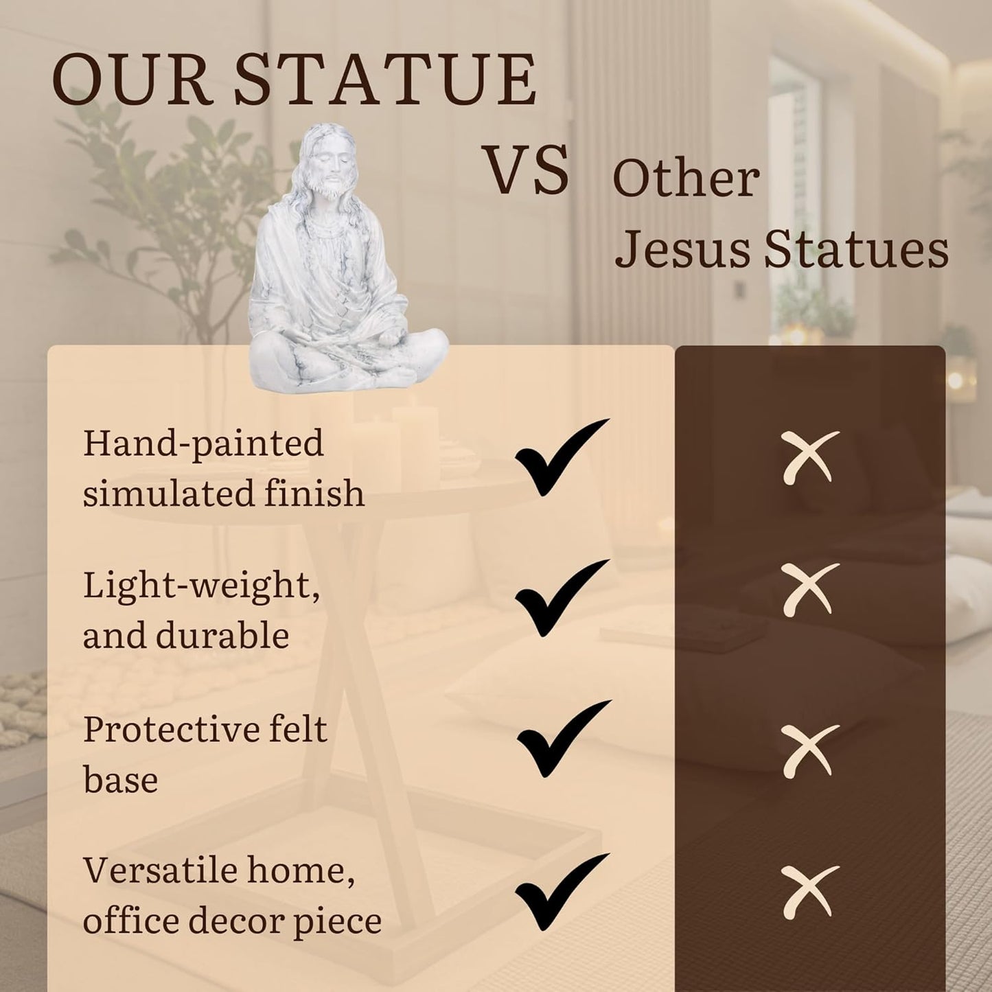 Jesus Statue 12" Marble - Meditation Statue Decor - Jesus Figurine for Any Room - Great Gift for Christians or Spiritual Friends