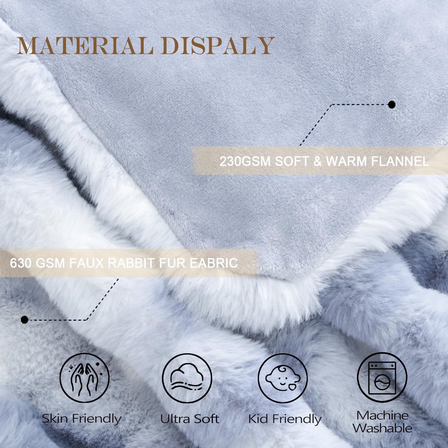 Latepis Faux Fur Fluffy Blanket for Couch, Super Soft Luxury Faux Fur Bubble Plush Thick Warm Cozy Fuzzy Twin Blanket for All Seasons, 60” x 80”, Tie-dye Blue, 860GSM