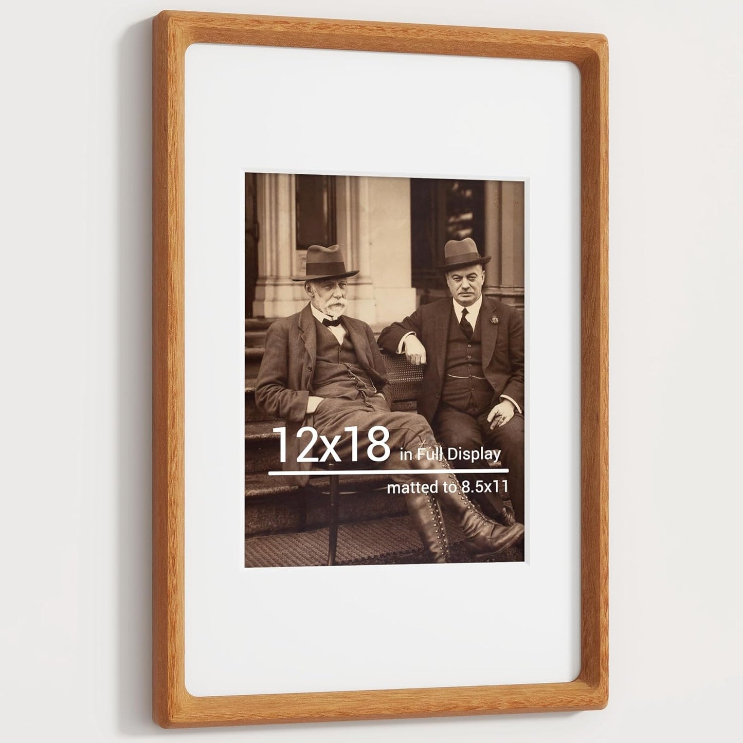 Heimlove 12x18 Picture Frames Natural Teak,Original Wood Hand Make Crafted Certificate Frame with Mat to 8.5x11 Graduation Picture Display,Family Picture,Wedding Picture,Diploma,Photo Wall Mounted