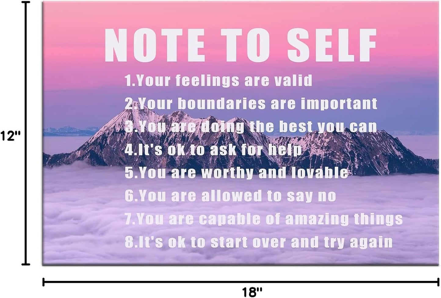 Inspirational Quotes Poster Wall Art Quotes Note To Self Picture Painting Print for Office Motivational Canvas Framed Artwork for Modern Home Bathroom Bedroom Decor [12''W X 18''H]