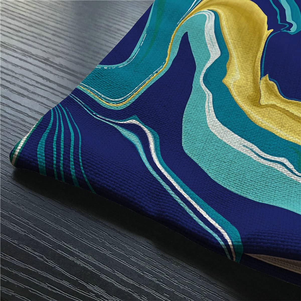 Marble Texture Pillow Cover,Yellow Blue Green Golden Fluid Marble Hipster Ink Luxury Elegant Colorful Cotton Linen Throw Pillow case Cushion Cover for Sofa Home Decorative Oblong 12x20 Inches