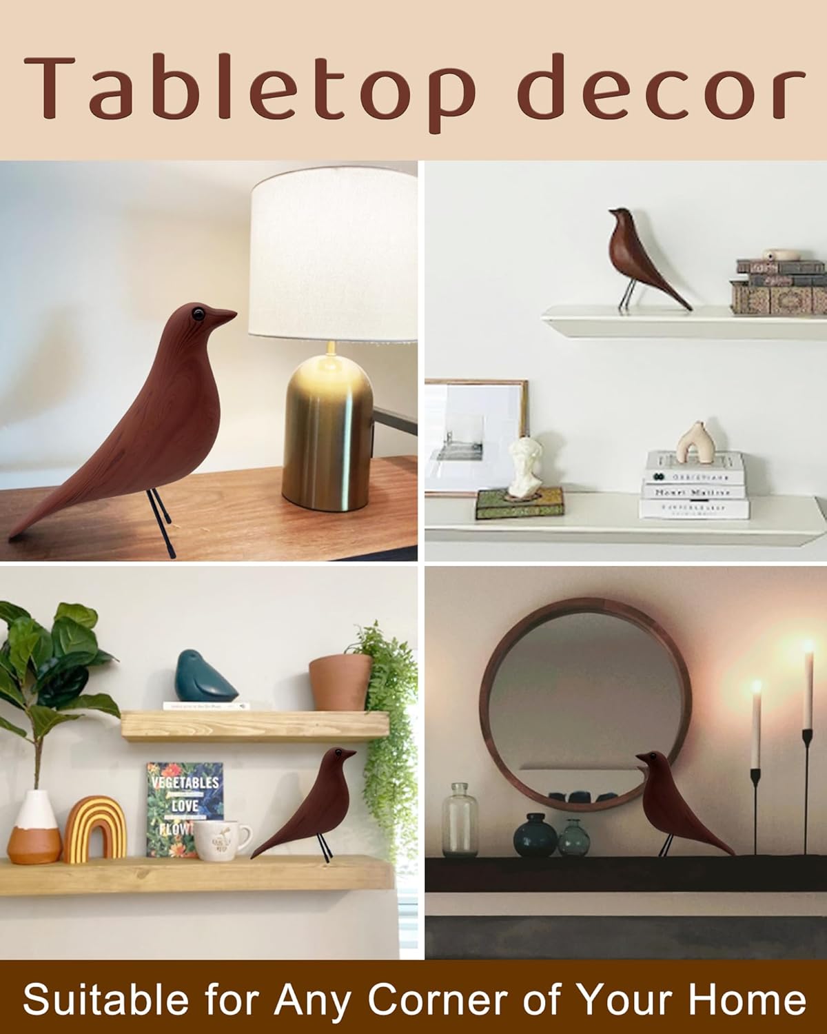 Mid Century Modern Bird Figurines - Decorative Sculptures for Living Room, Shelf, Mantle, TV Stand, Tabletop, Nightstand, Office, Kitchen - Unique Home Decor & Gifts for Bird Lovers