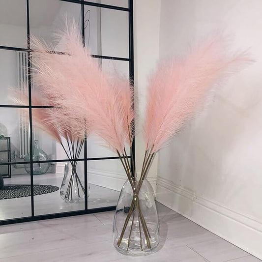 38" Faux Pampas Grass - 10 Stem Tall Pink Decor Artificial Fluffy Pampas Grass for Boho Home Wedding & Mothers Day