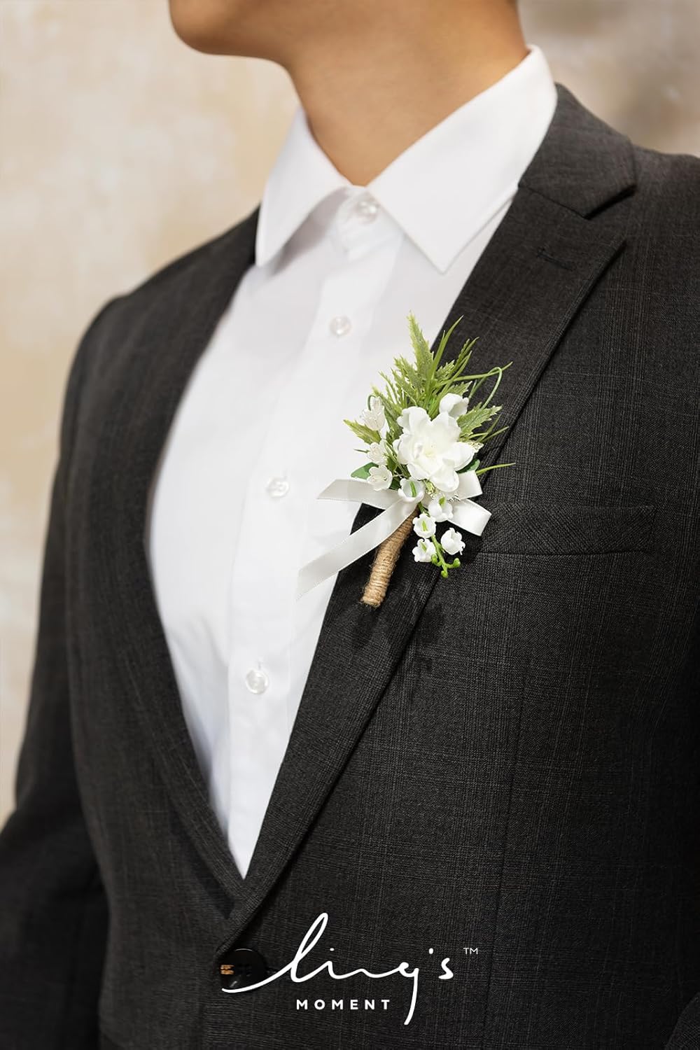 Ling's Moment Boutonniere for Men, 10pcs Groomsmen Guest Boutonniere, Artificial Flowers for Wedding Décor/Prom/Homecoming,etc.White Lily Valley