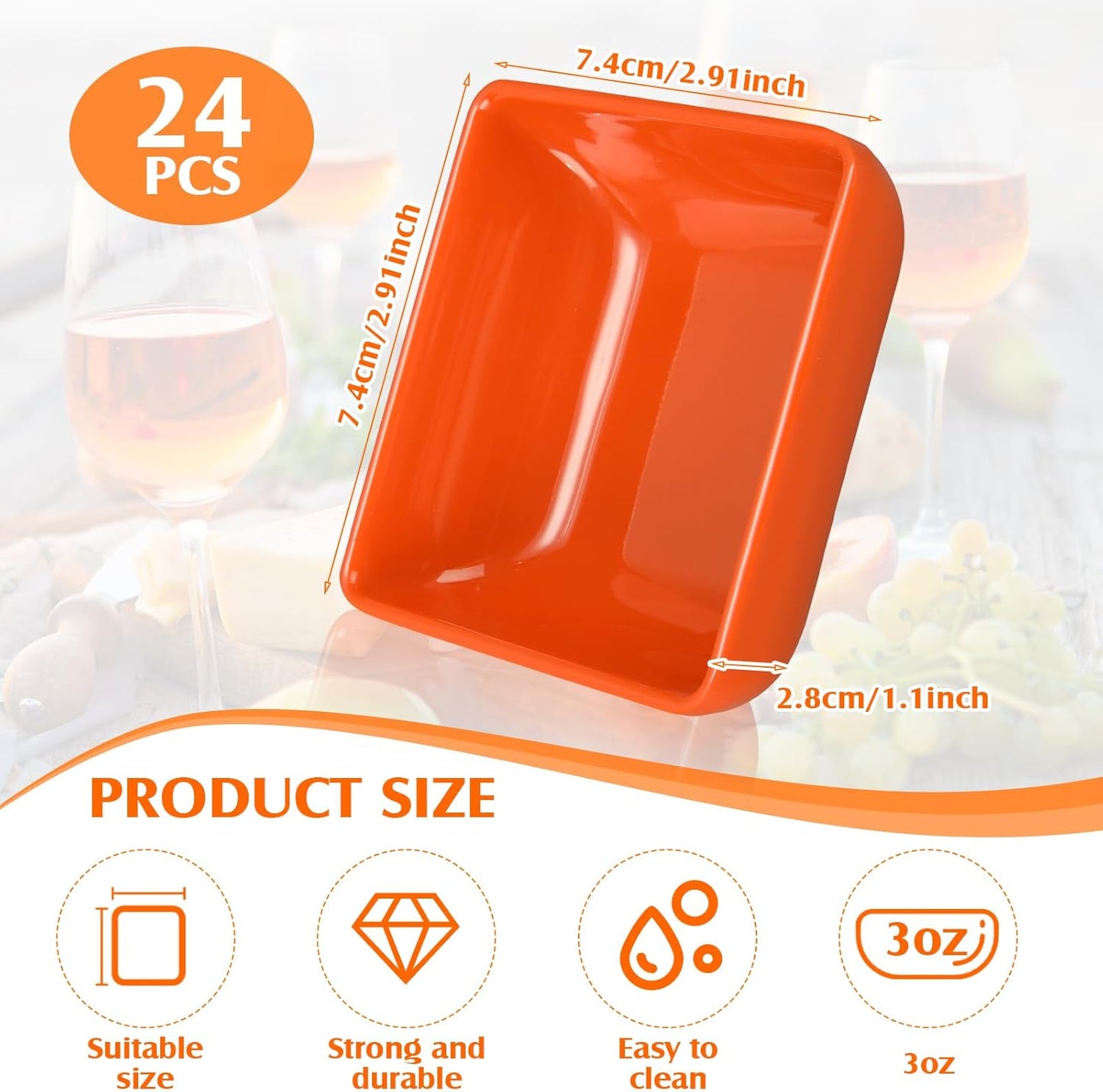 Domensi 24 Pcs Dipping Sauce Bowls, 3 oz Soy Sauce Dishes Dip Bowls Set for Tomato BBQ Ketchup Sushi and Other Party Supply Dinner(Bright Color)