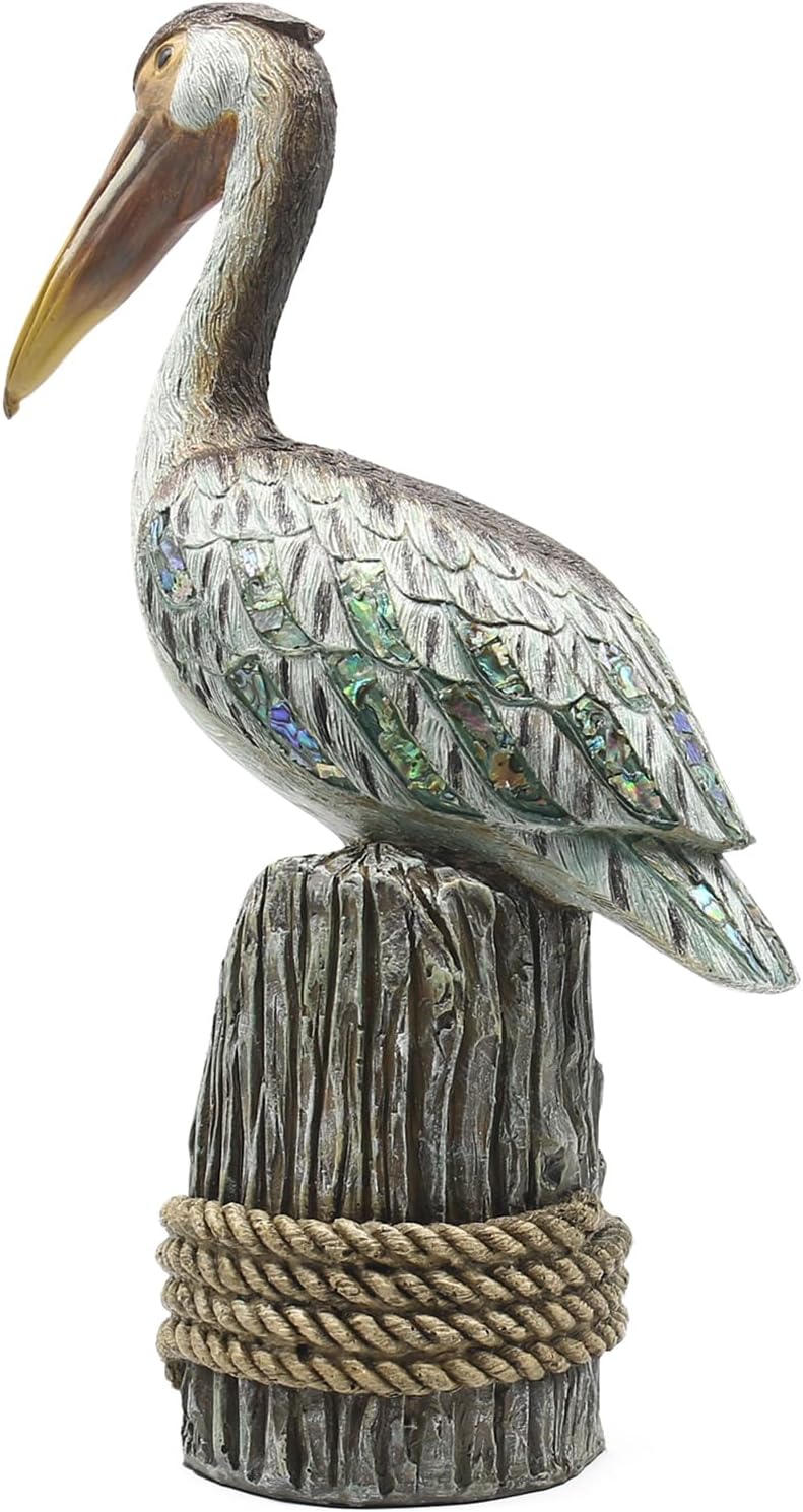 Lukitas Standing Pelican Statue and Sculpture Decor, Coastal Beach Bird Figurine, Creative Decorative Ornament for Home Garden Lawn Outdoor, Resin 14''