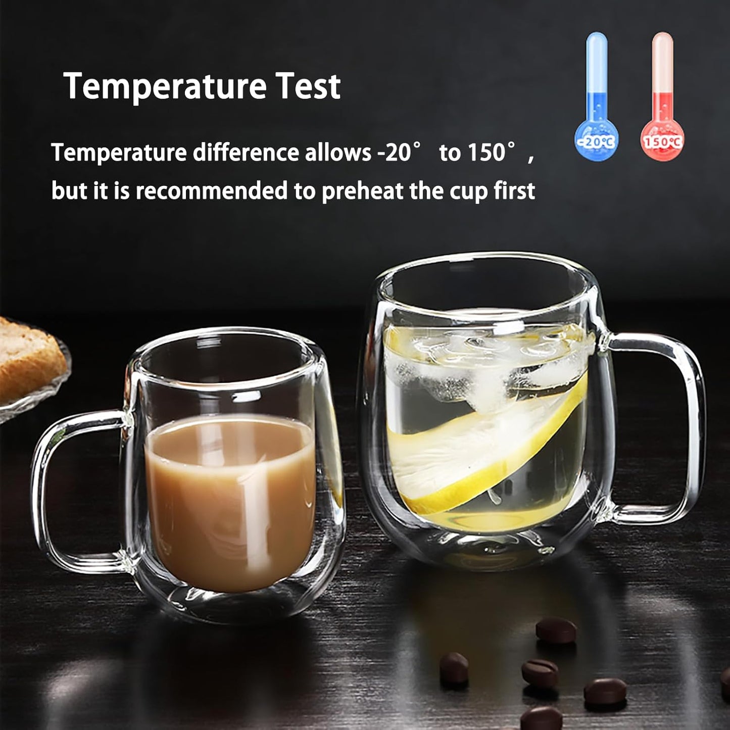 High Borosilicate Double-Wall Glass Mug - Handcrafted Creative Designed Glass Mug with Handle, Perfect for Milk and Coffee (450ml)