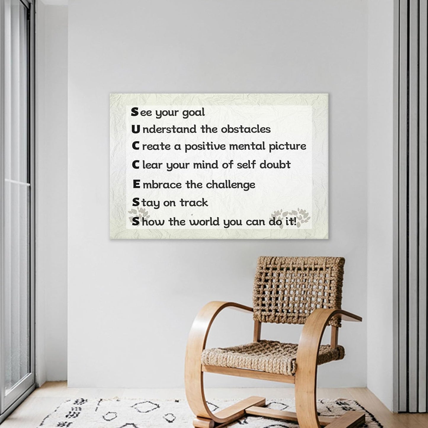 Inspirational Canvas Poster Wall Art Decor Success Motivational Painting Positive Quotes Picture Print Artwork for Home Living Room Office Workplace Teens Room Stretched and Framed [36''Wx24''H]