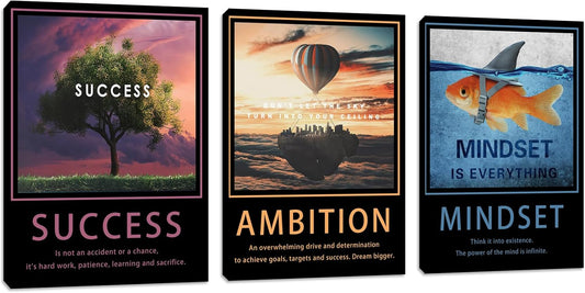 Inspirational Motivational Posters & Art - Wall Decor for Living Room, Bedroom & Home Office - Easy to Hang Framed Wall Decorations