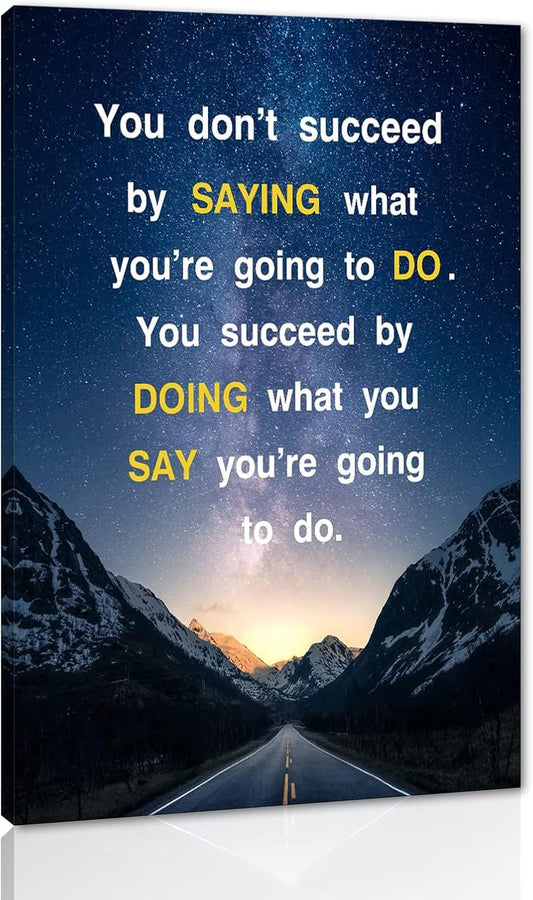 Framed Office Decor Paintings Positive Inspirational Canvas Decoration Wall Pictures Inspirational Quotes Starry Sky Wall Art Ready to Hang-24 inch x 36 inch