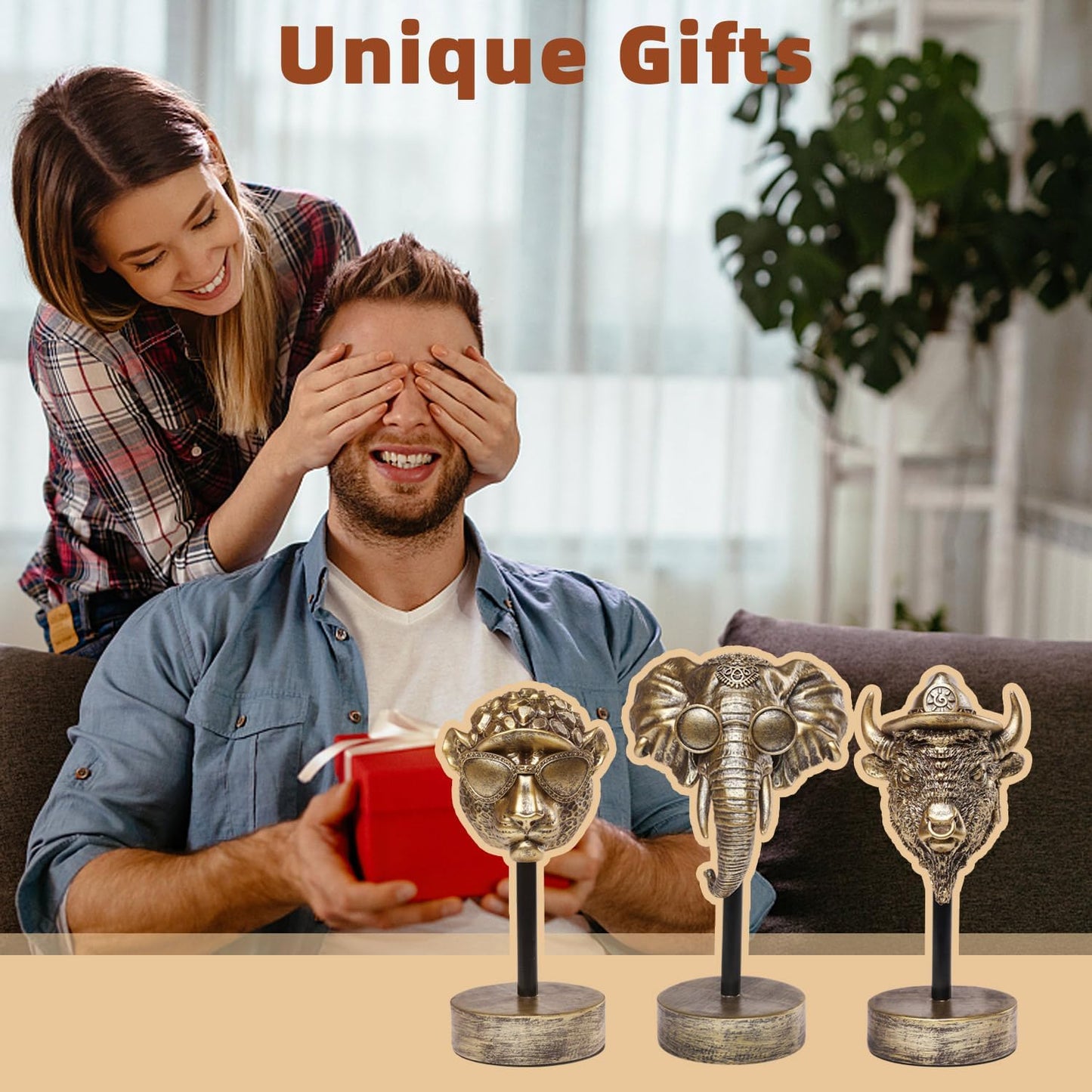 Handcrafted Resin Sculpture (3 PCS)- Statue Decoration Modern Home Decor Accent, Trending Living Room & Office Decor, Elegant Tabletop & Shelf Decor for Desk, Bookshelf, Nightstand